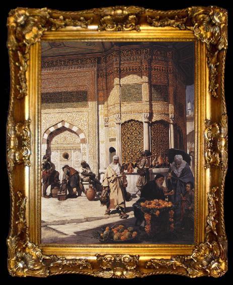 framed  Hippolyte Berteaux Street Scene in Istanbul, ta009-2
